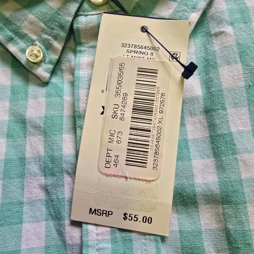Ralph Lauren Boys XL 18-20 Mint Green Gingham Checkered Button Down Shirt NWT